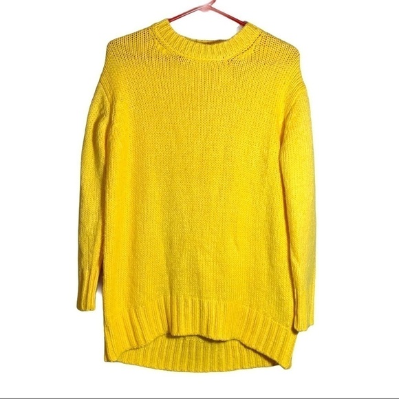 Philosophy Cozy Bright Vibrant Yellow Knit Oversized Crewneck Sweater Sz XS - Picture 11 of 13